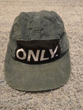 Only NY Corduroy 5 Panel Hat Teal Blue Green Camper Cap Made in USA Vintage Styl